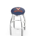 University of Virginia 25-Inch Swivel Backless Counter Stool w/ Chrome Finish, Single-Ring Base, 2-Inch Chrome Ring, 2.5-Inch Cushion Seat
