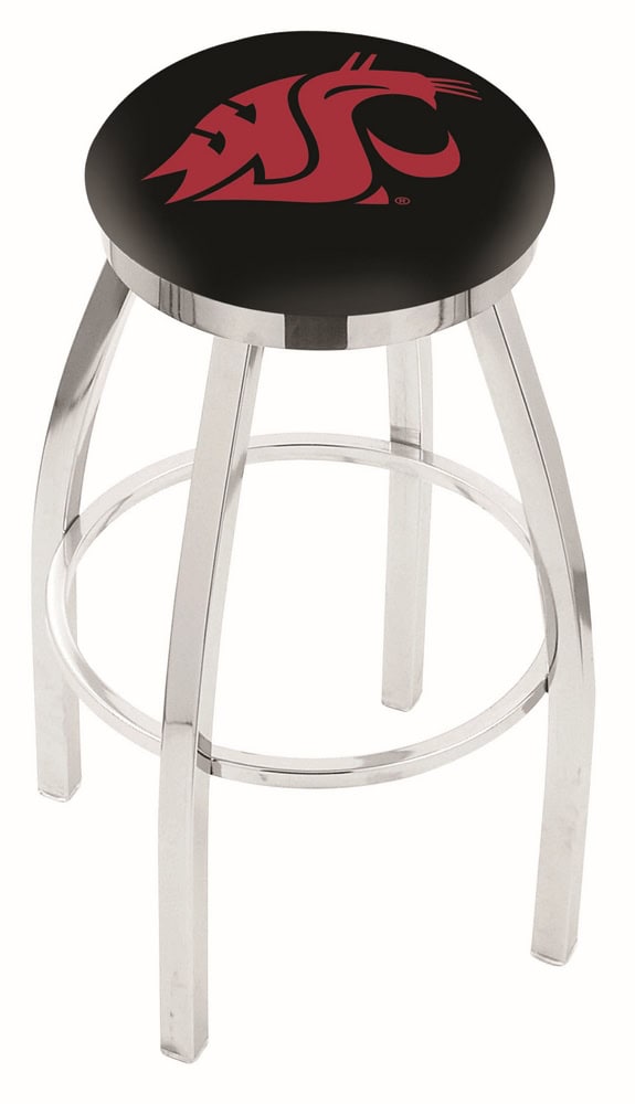 Washington State University 25-Inch Swivel Backless Counter Stool w/ Chrome Finish, Single-Ring Base, 2-Inch Chrome Ring, 2.5-Inch Cushion Seat 1 Washington State University 25-Inch Swivel Backless Counter Stool w/ Chrome Finish, Single-Ring Base, 2-Inch Chrome Ring, 2.5-Inch Cushion Seat