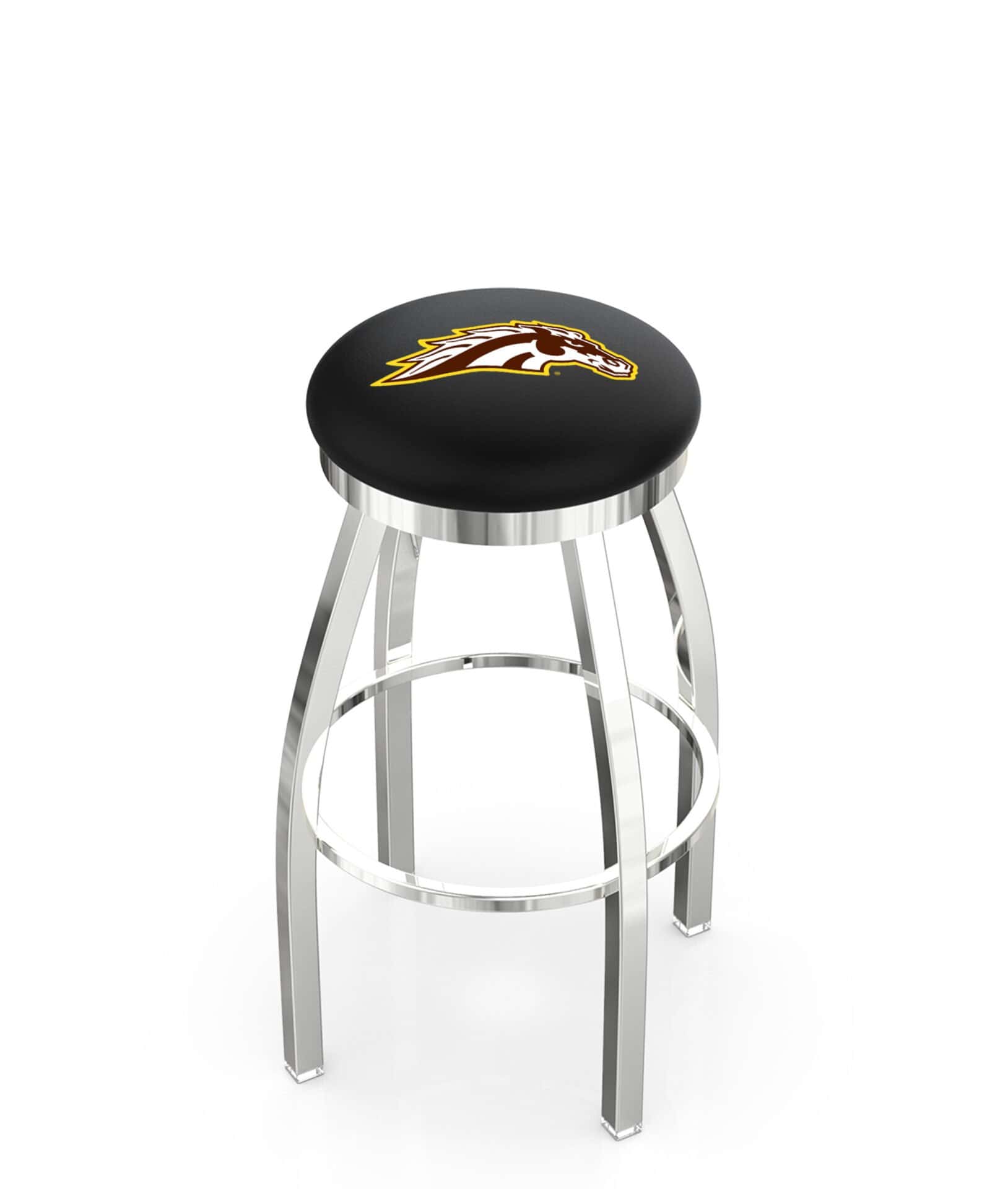 Western Michigan University 25-Inch Swivel Backless Counter Stool w/ Chrome Finish, Single-Ring Base, 2-Inch Chrome Ring, 2.5-Inch Cushion Seat 1 Western Michigan University 25-Inch Swivel Backless Counter Stool w/ Chrome Finish, Single-Ring Base, 2-Inch Chrome Ring, 2.5-Inch Cushion Seat