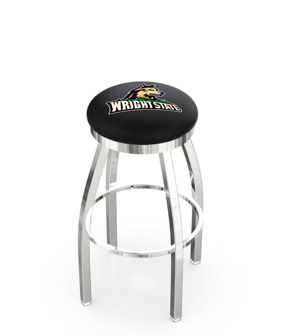 Wright State University 25-Inch Swivel Backless Counter Stool w/ Chrome Finish, Single-Ring Base, 2-Inch Chrome Ring, 2.5-Inch Cushion Seat 1 Wright State University 25-Inch Swivel Backless Counter Stool w/ Chrome Finish, Single-Ring Base, 2-Inch Chrome Ring, 2.5-Inch Cushion Seat