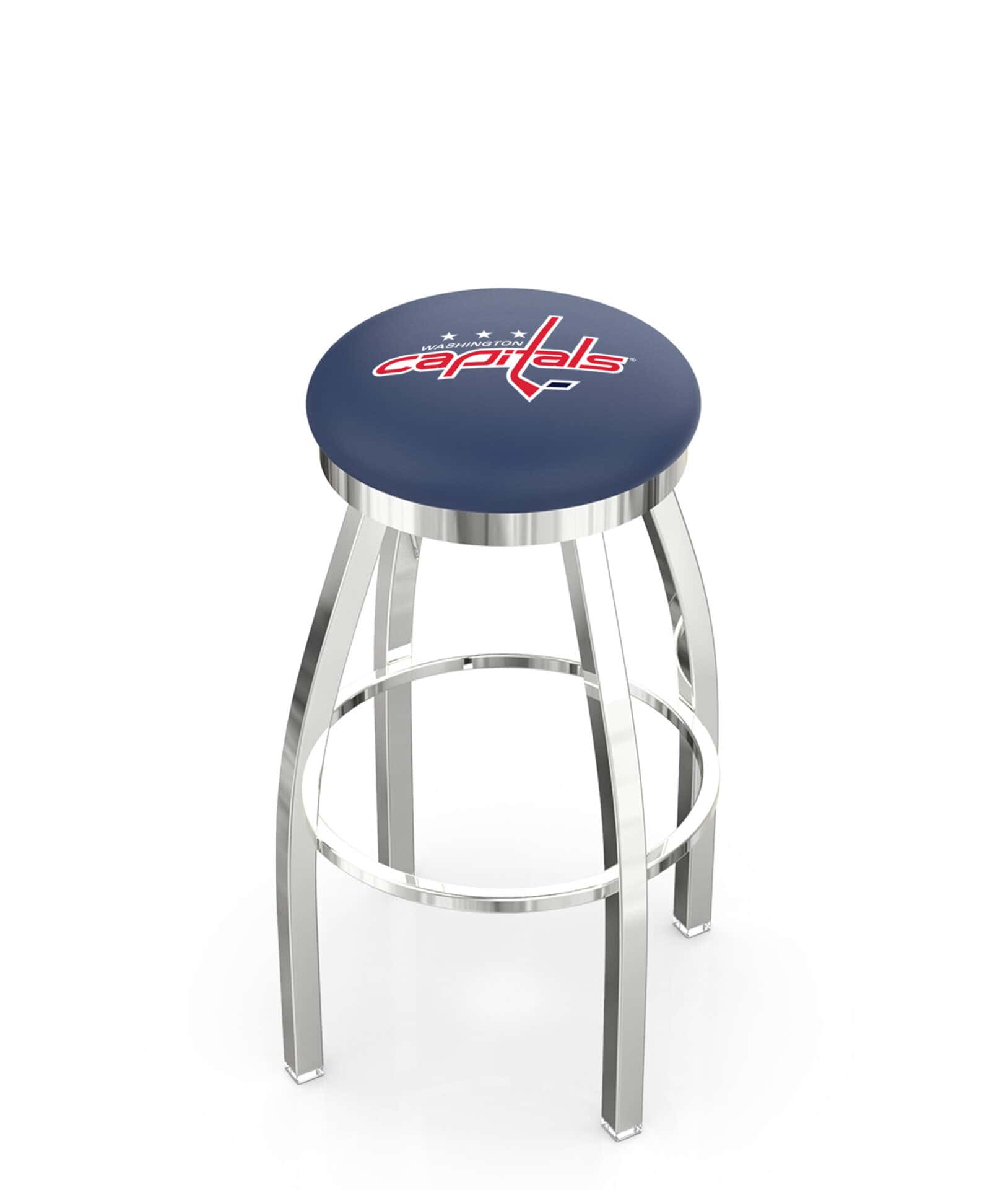 Washington Capitals 25-Inch Swivel Backless Counter Stool w/ Chrome Finish, Single-Ring Base, 2-Inch Chrome Ring, 2.5-Inch Cushion Seat 1 Washington Capitals 25-Inch Swivel Backless Counter Stool w/ Chrome Finish, Single-Ring Base, 2-Inch Chrome Ring, 2.5-Inch Cushion Seat