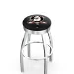 Anaheim Ducks 30-Inch Swivel Backless Bar Stool w/ Chrome Finish, Single-Ring Base, 2.75-Inch Chrome Ribbed Ring, 2.5-Inch Cushion Seat
