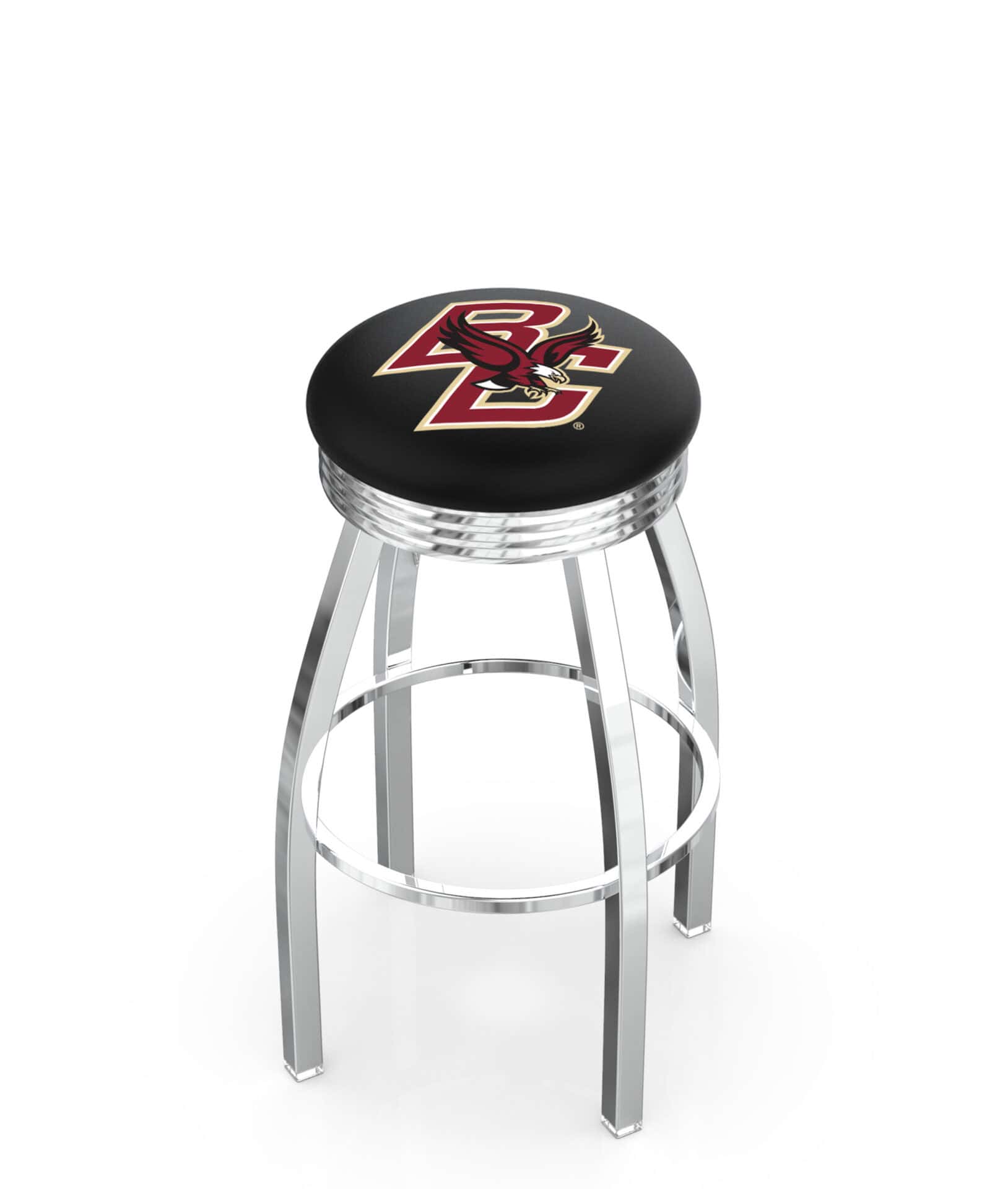 Boston College 25-Inch Swivel Backless Counter Stool w/ Chrome Finish, Single-Ring Base, 2.75-Inch Chrome Ribbed Ring, 2.5-Inch Cushion Seat 1 Boston College 25-Inch Swivel Backless Counter Stool w/ Chrome Finish, Single-Ring Base, 2.75-Inch Chrome Ribbed Ring, 2.5-Inch Cushion Seat