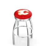 Calgary Flames 30-Inch Swivel Backless Bar Stool w/ Chrome Finish, Single-Ring Base, 2.75-Inch Chrome Ribbed Ring, 2.5-Inch Cushion Seat 3 Calgary Flames 30-Inch Swivel Backless Bar Stool w/ Chrome Finish, Single-Ring Base, 2.75-Inch Chrome Ribbed Ring, 2.5-Inch Cushion Seat