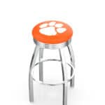 Clemson University 30-Inch Swivel Backless Bar Stool w/ Chrome Finish, Single-Ring Base, 2.75-Inch Chrome Ribbed Ring, 2.5-Inch Cushion Seat 3 Clemson University 30-Inch Swivel Backless Bar Stool w/ Chrome Finish, Single-Ring Base, 2.75-Inch Chrome Ribbed Ring, 2.5-Inch Cushion Seat
