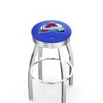 Colorado Avalanche 30-Inch Swivel Backless Bar Stool w/ Chrome Finish, Single-Ring Base, 2.75-Inch Chrome Ribbed Ring, 2.5-Inch Cushion Seat