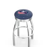Columbus Blue Jackets 30-Inch Swivel Backless Bar Stool w/ Chrome Finish, Single-Ring Base, 2.75-Inch Chrome Ribbed Ring, 2.5-Inch Cushion Seat 3 Columbus Blue Jackets 30-Inch Swivel Backless Bar Stool w/ Chrome Finish, Single-Ring Base, 2.75-Inch Chrome Ribbed Ring, 2.5-Inch Cushion Seat