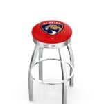 Florida Panthers 30-Inch Swivel Backless Bar Stool w/ Chrome Finish, Single-Ring Base, 2.75-Inch Chrome Ribbed Ring, 2.5-Inch Cushion Seat