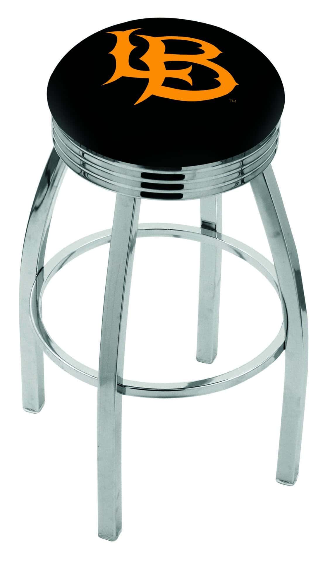 Long Beach State University 25-Inch Swivel Backless Counter Stool w/ Chrome Finish, Single-Ring Base, 2.75-Inch Chrome Ribbed Ring, 2.5-Inch Cushion Seat 1 Long Beach State University 25-Inch Swivel Backless Counter Stool w/ Chrome Finish, Single-Ring Base, 2.75-Inch Chrome Ribbed Ring, 2.5-Inch Cushion Seat