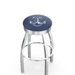 US Naval Academy 25-Inch Swivel Backless Counter Stool w/ Chrome Finish, Single-Ring Base, 2.75-Inch Chrome Ribbed Ring, 2.5-Inch Cushion Seat