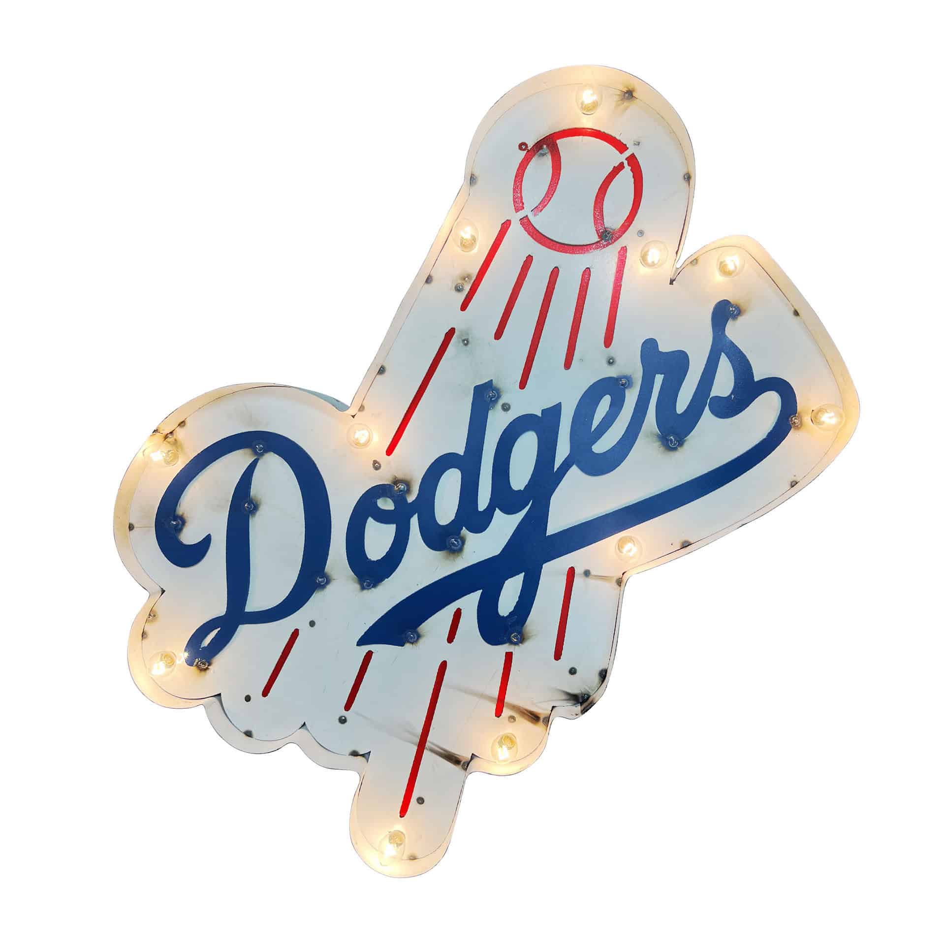 LA Dodgers Lighted Recycled Metal MLB Sign 2 LA Dodgers Lighted Recycled Metal MLB Sign - Image 2