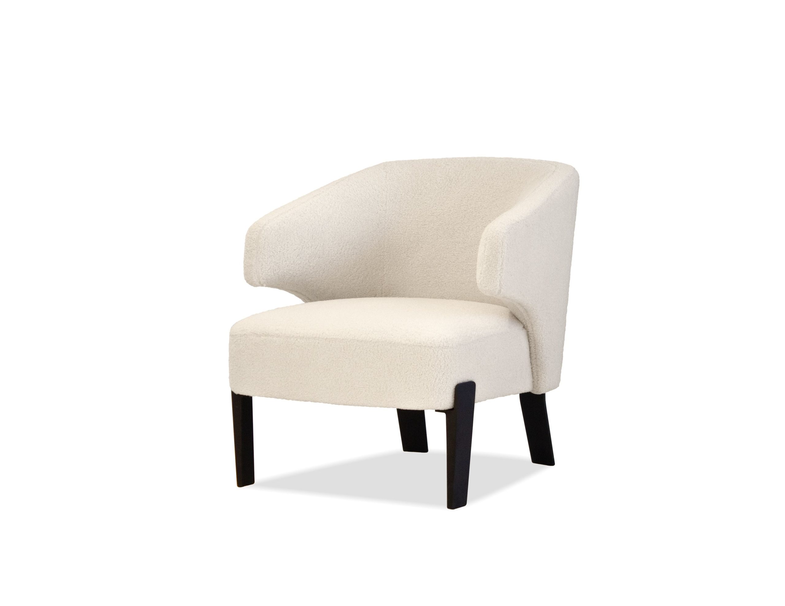 RANCHO Cream Teddy Fabric Lounge Chair Black Legs