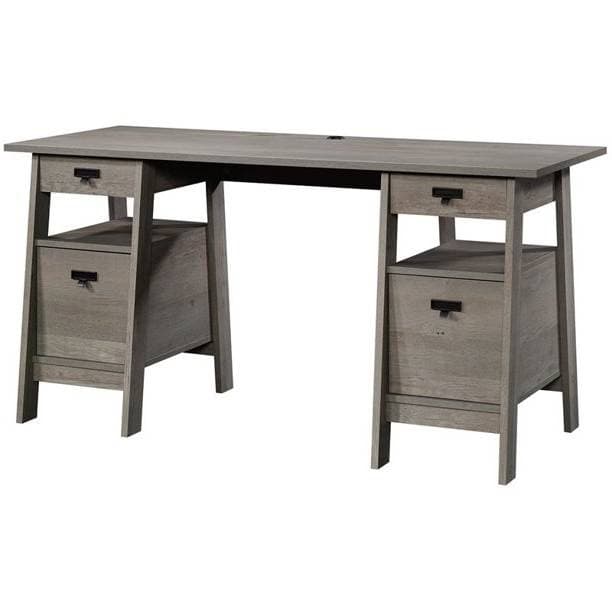 Farmhouse Light Oak Executive Desk with Filing Cabinets Storage 1 Farmhouse Light Oak Executive Desk with Filing Cabinets Storage