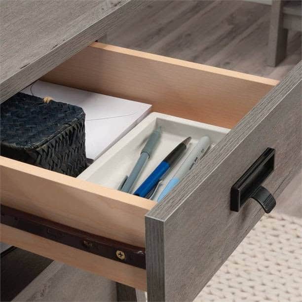 Farmhouse Light Oak Executive Desk with Filing Cabinets Storage 4 Farmhouse Light Oak Executive Desk with Filing Cabinets Storage - Image 4