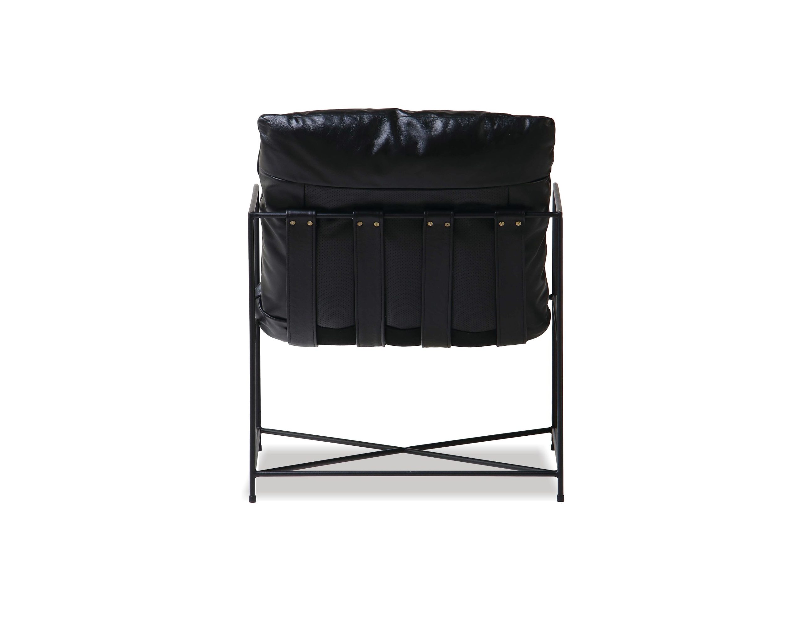 ERICSSON Black Leather Lounge Chair Black Steel Base