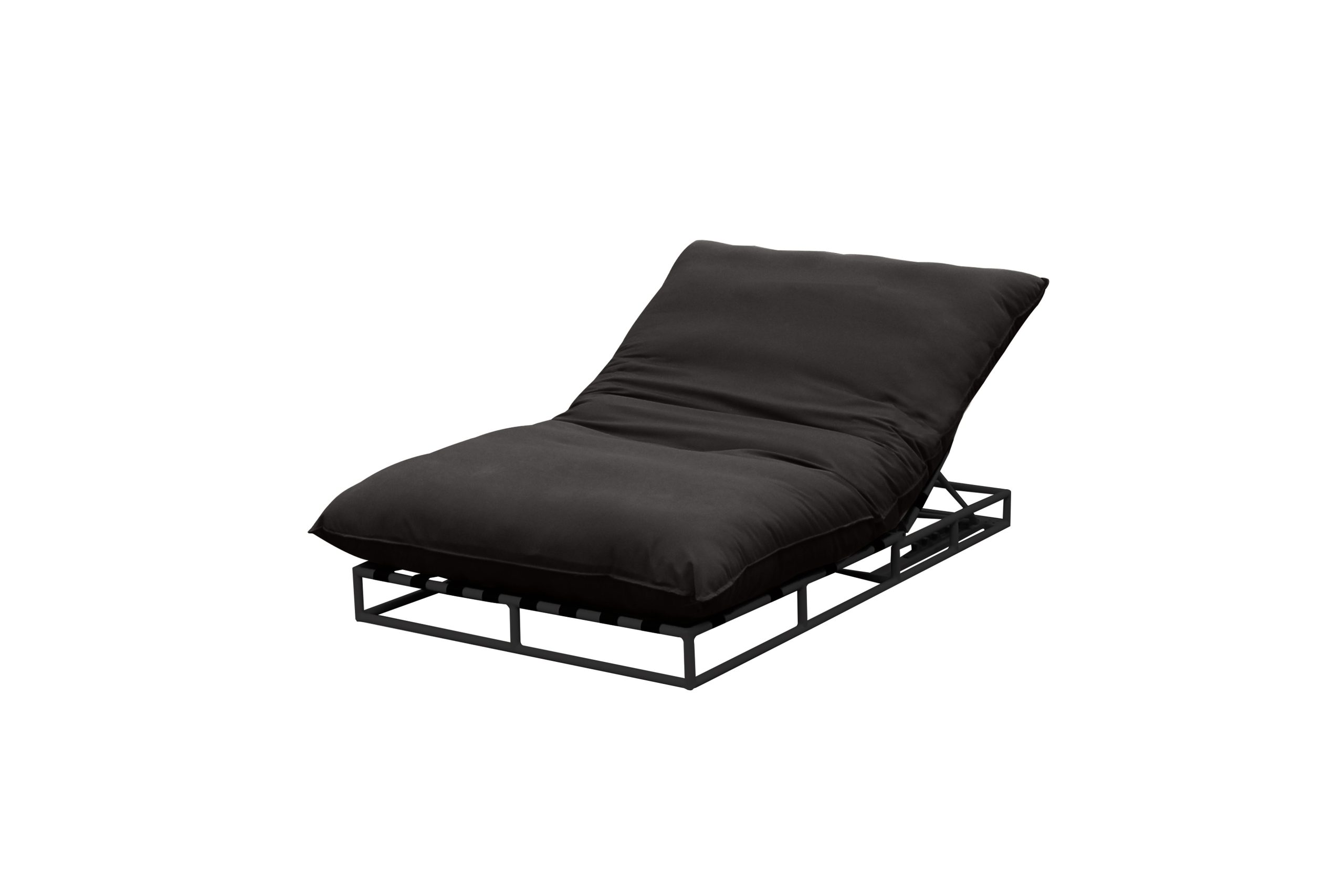 NEWPORT Charcoal Grey Sunbrella Indoor-Outdoor Lounger Black Powder Coated Legs