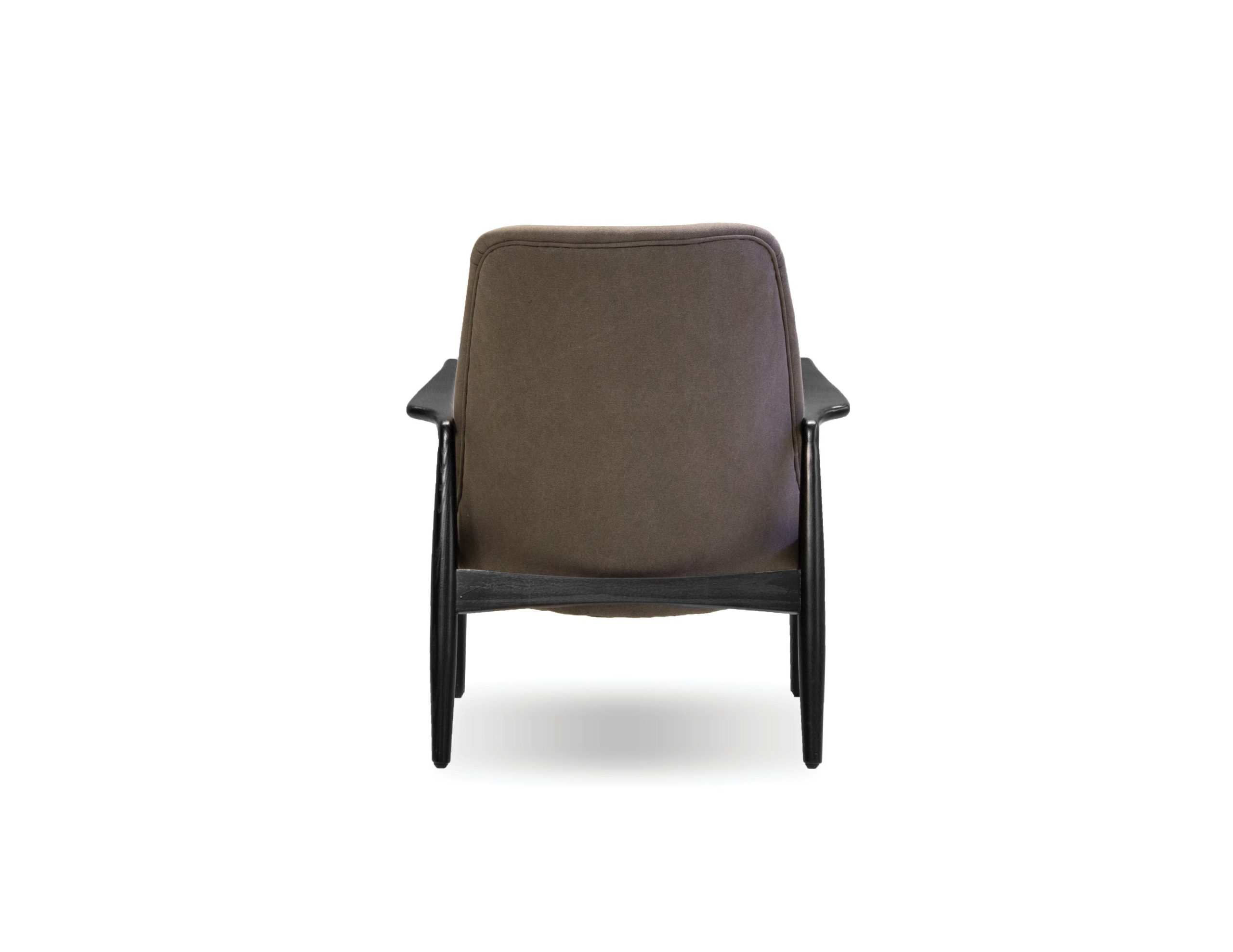 REYNOLDS Black Leather Lounge Chair Black Ash Wood Frame