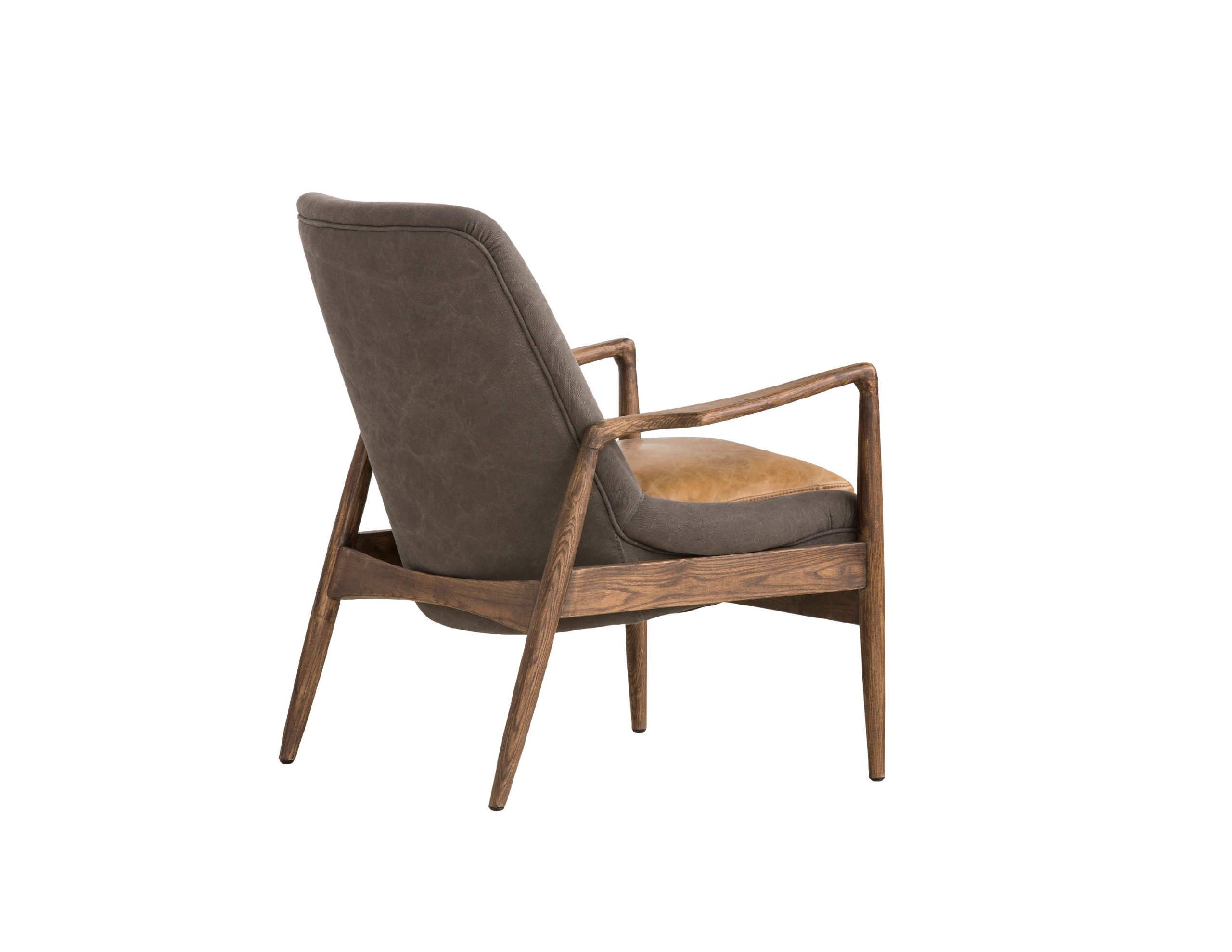 REYNOLDS Ash Grey Leather Lounge Chair Natural Ash Frame