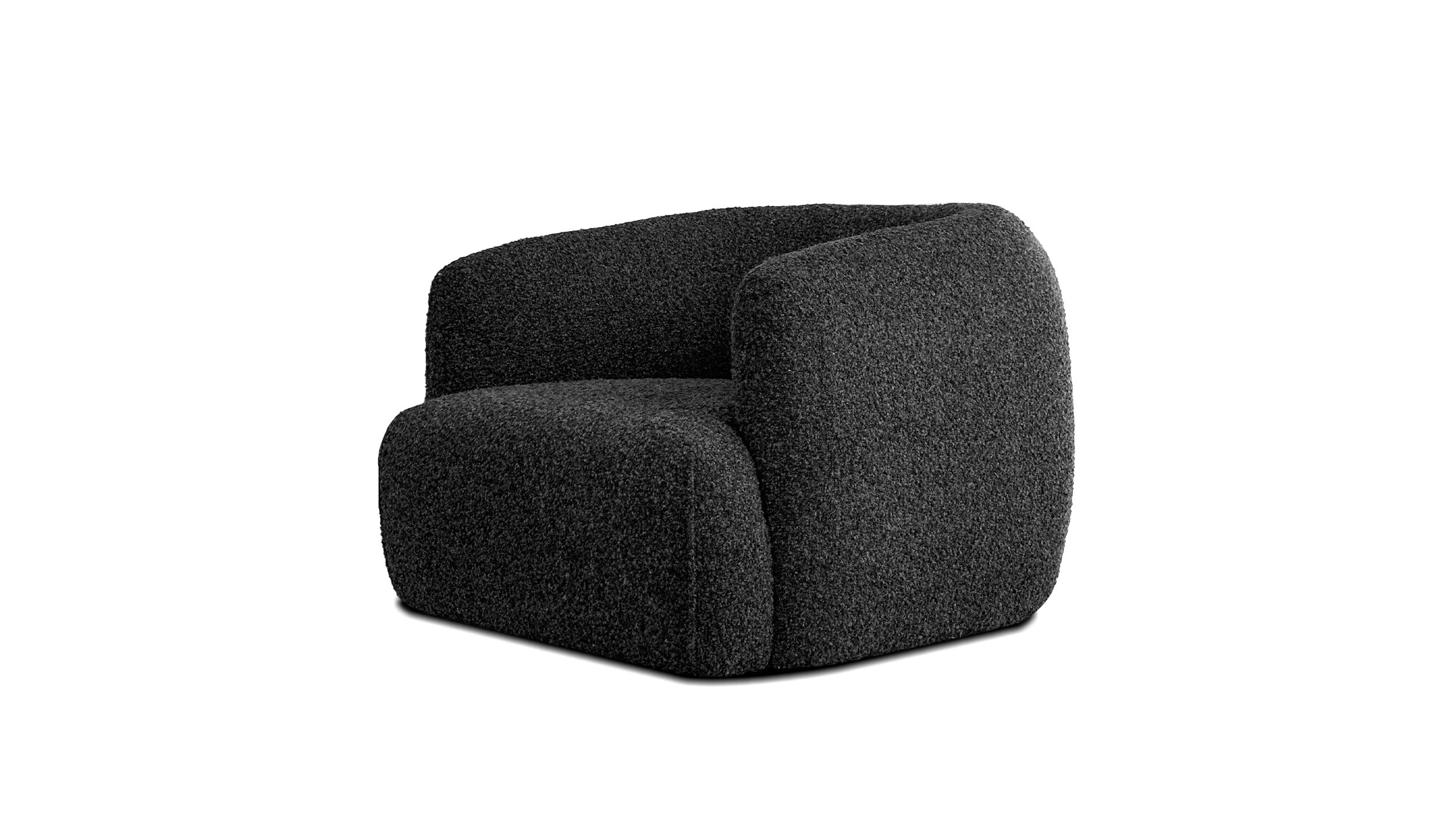 SABA Black Rib Weave Fabric Swivel Lounge Chair
