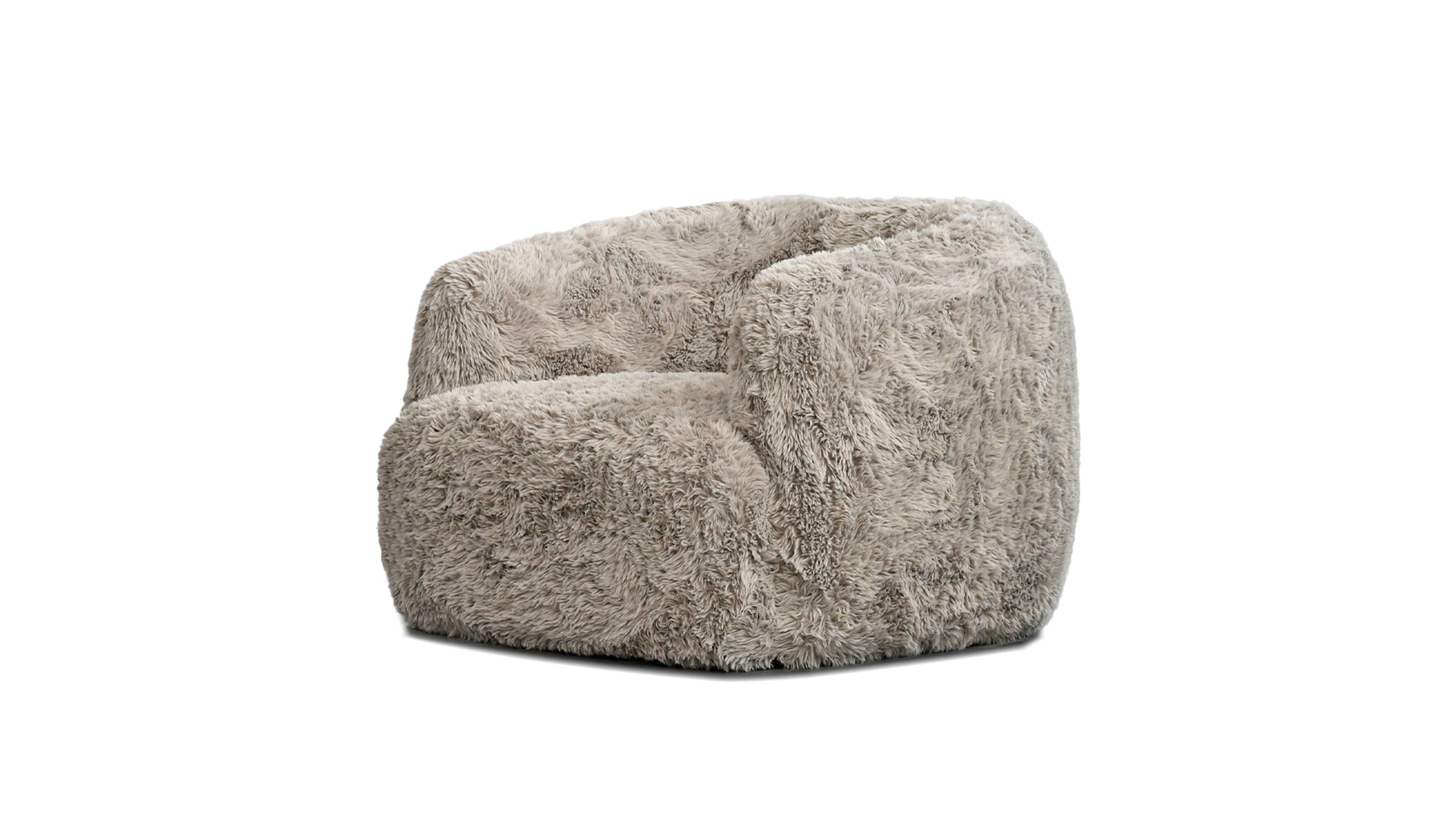 SABA Swivel Lounge Chair Sable Faux Fur