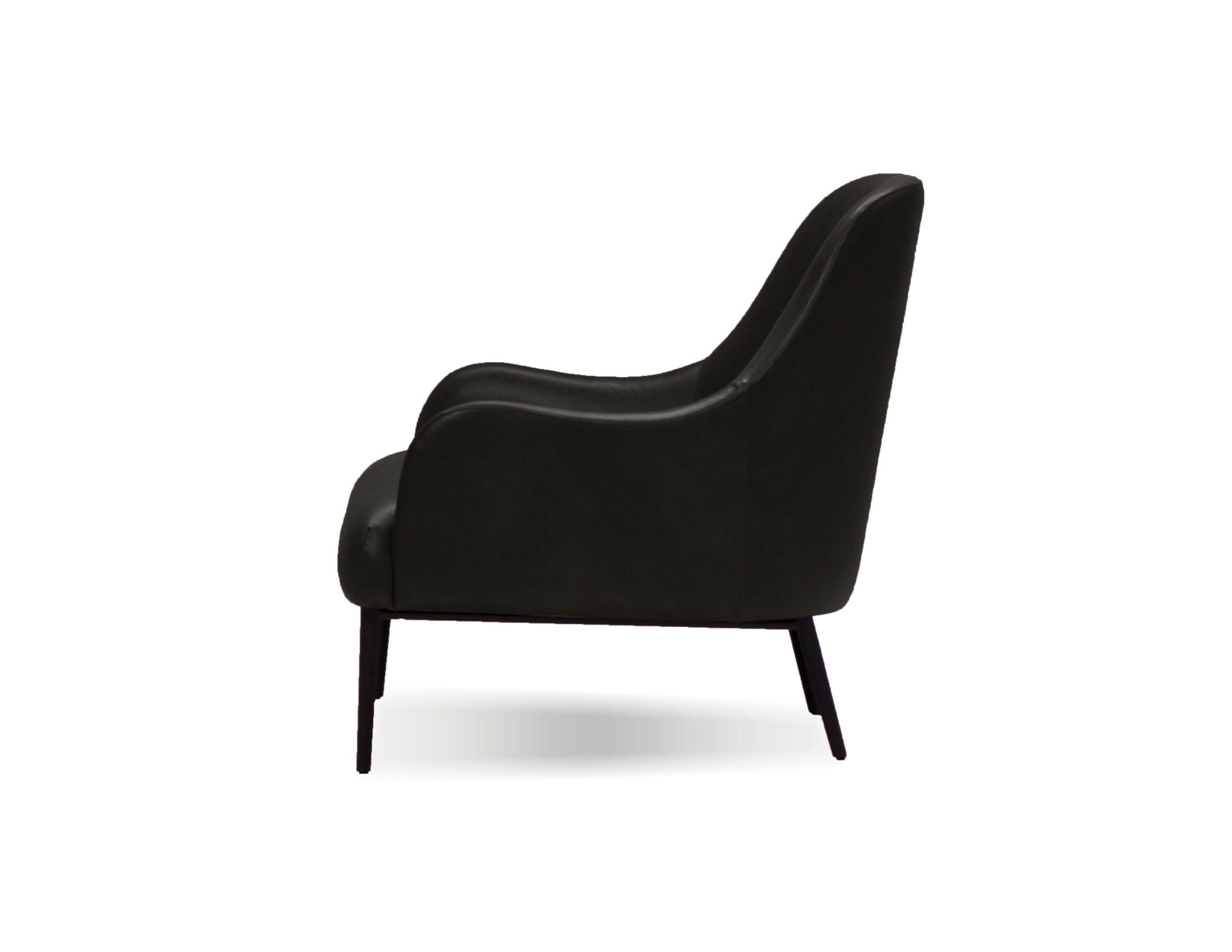 SWOON Black Leather Lounge Chair Black Powder Coated Legs