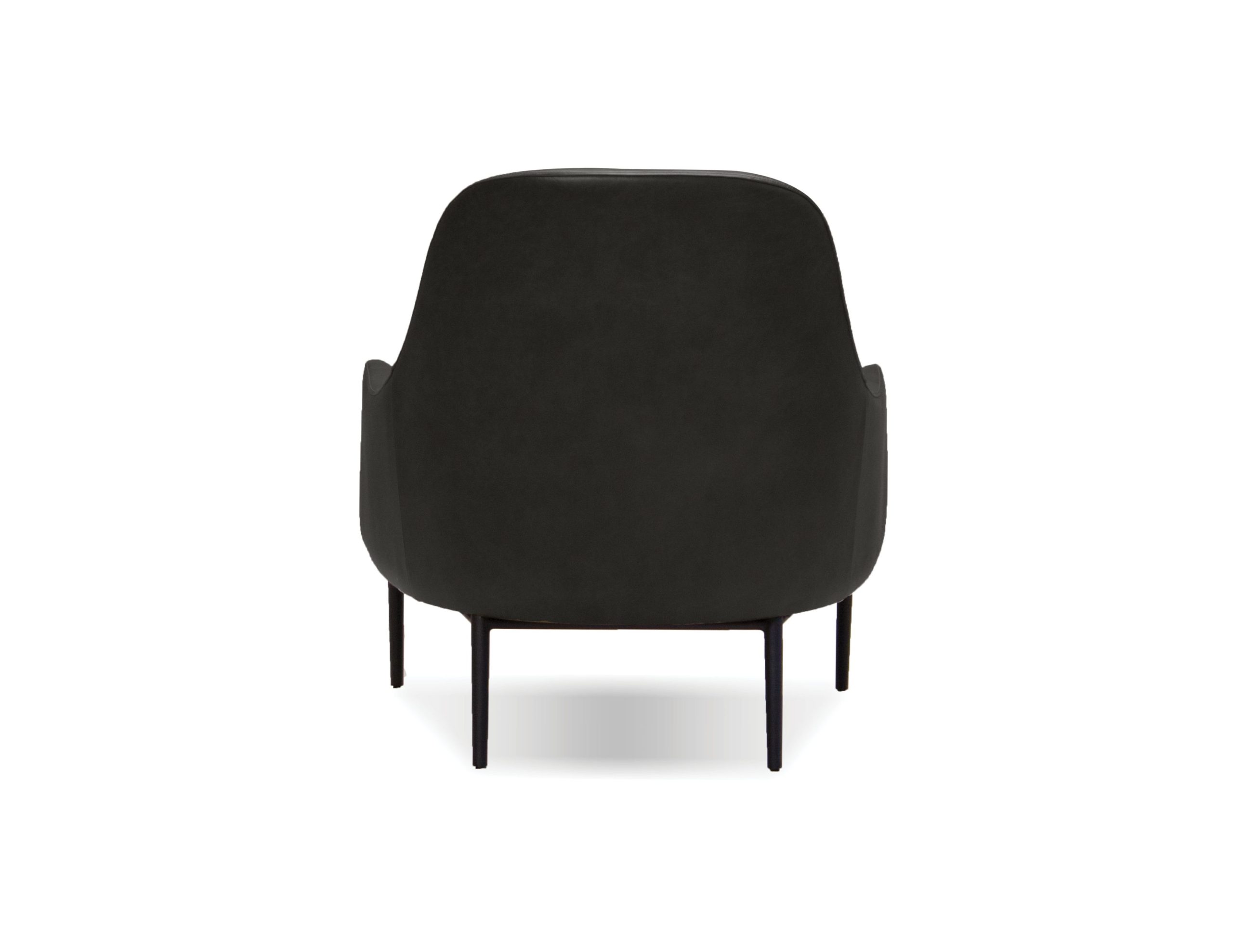 SWOON Black Leather Lounge Chair Black Powder Coated Legs