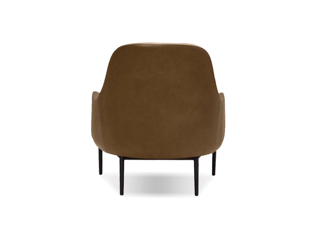 SWOON Brown Leather Lounge Chair Black Steel Legs