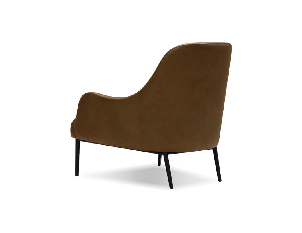SWOON Brown Leather Lounge Chair Black Steel Legs