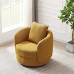 Yellow Boucle Mid-Century Modern Accent Armchair for Living Room