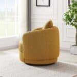 Yellow Boucle Mid-Century Modern Accent Armchair for Living Room