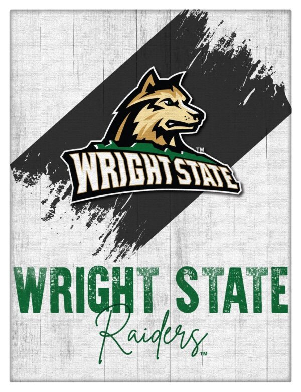 Wright State University 15x20 Logo Canvas Wall Art (Portrait)