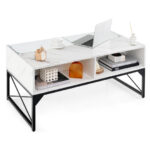 LED Center Table with Faux Marble and Tempered Glass Top 25 LED Center Table with Faux Marble and Tempered Glass Top