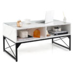 LED Center Table with Faux Marble and Tempered Glass Top 28 LED Center Table with Faux Marble and Tempered Glass Top