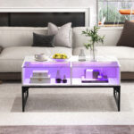 LED Center Table with Faux Marble and Tempered Glass Top 23 LED Center Table with Faux Marble and Tempered Glass Top