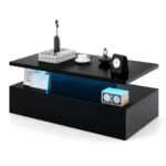 LED Coffee Table with 2 Tiers and Adjustable Lighting