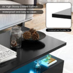 LED Coffee Table with 2 Tiers and Adjustable Lighting