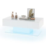 LED Coffee Table with Storage Drawers and Adjustable Lights