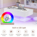 LED Coffee Table with Storage Drawers and Adjustable Lights