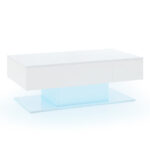 LED Coffee Table with Storage Drawers and Adjustable Lights