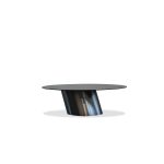 LEEN Brown Ceramic Coffee Table Black Brushed Steel Base