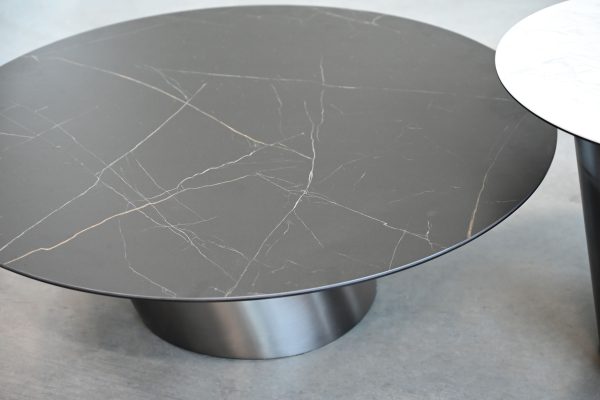 LEEN Brown Ceramic Coffee Table Black Brushed Steel Base 2