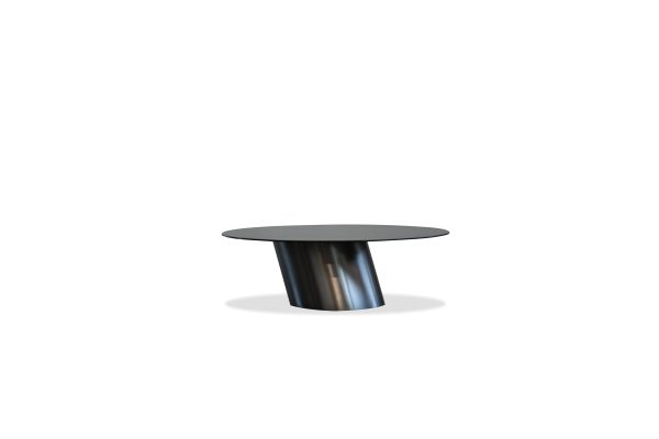 LEEN Brown Ceramic Coffee Table Black Brushed Steel Base