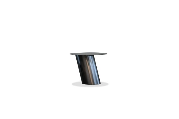 LEEN Brown Ceramic Top Black Steel End Table