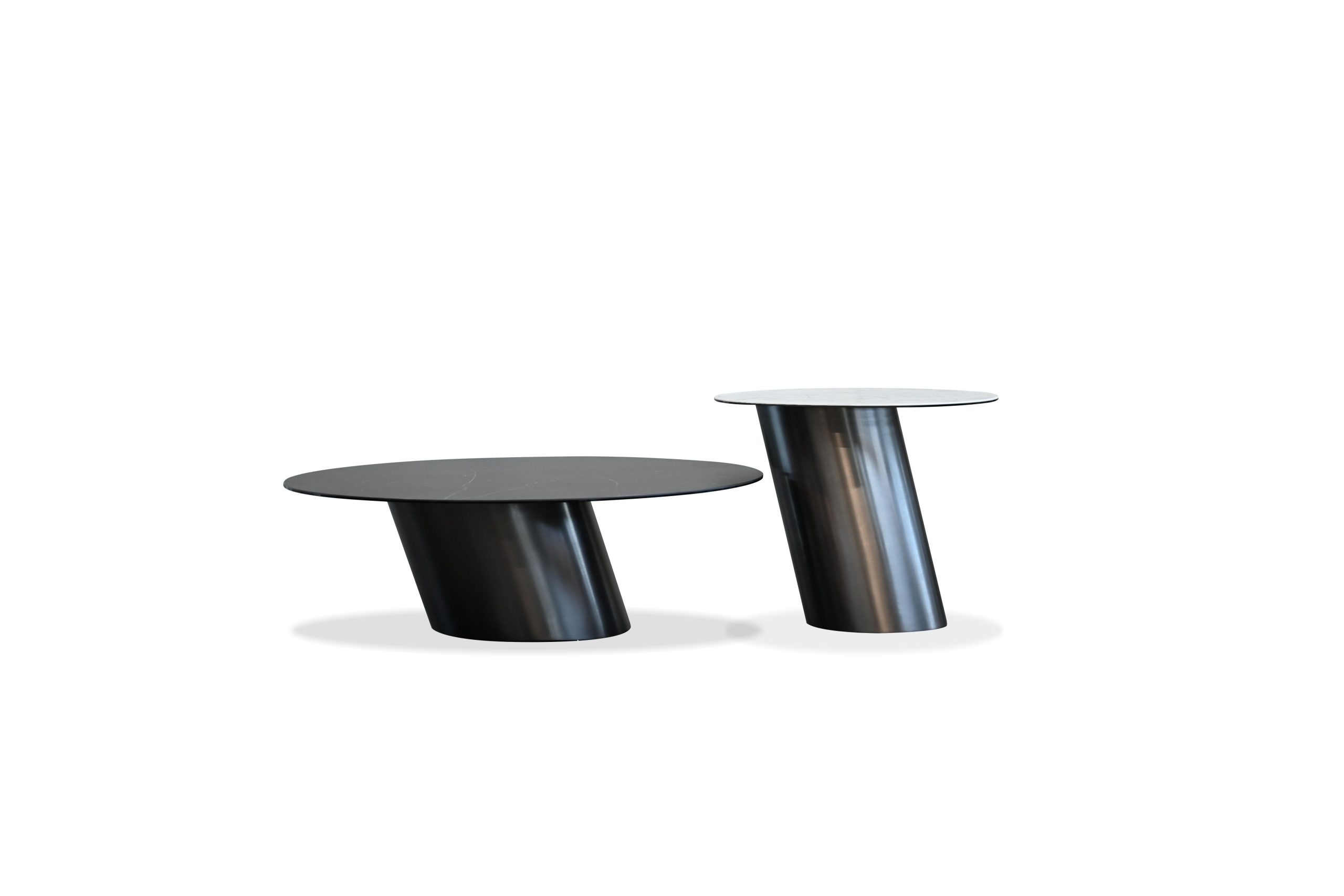 LEEN White Ceramic Top Black Steel End Table 2 LEEN White Ceramic Top Black Steel End Table - Image 2