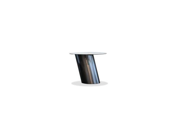 LEEN White Ceramic Top Black Steel End Table