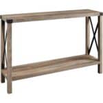 Industrial Farmhouse Console Table with Taupe Grey Wood Finish