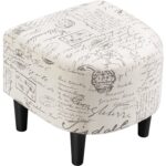 French Upholstered Barrel Chair and Ottoman with Letter Print (Set) 8 French Upholstered Barrel Chair and Ottoman with Letter Print (Set)