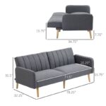 Light Gray Mid-Century Linen Futon Sofa Bed with Split-Back