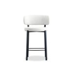 LILY Alabaster Fabric Black Metal Counter Stool