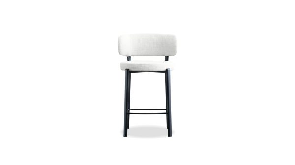 LILY Alabaster Fabric Black Metal Counter Stool 1 2